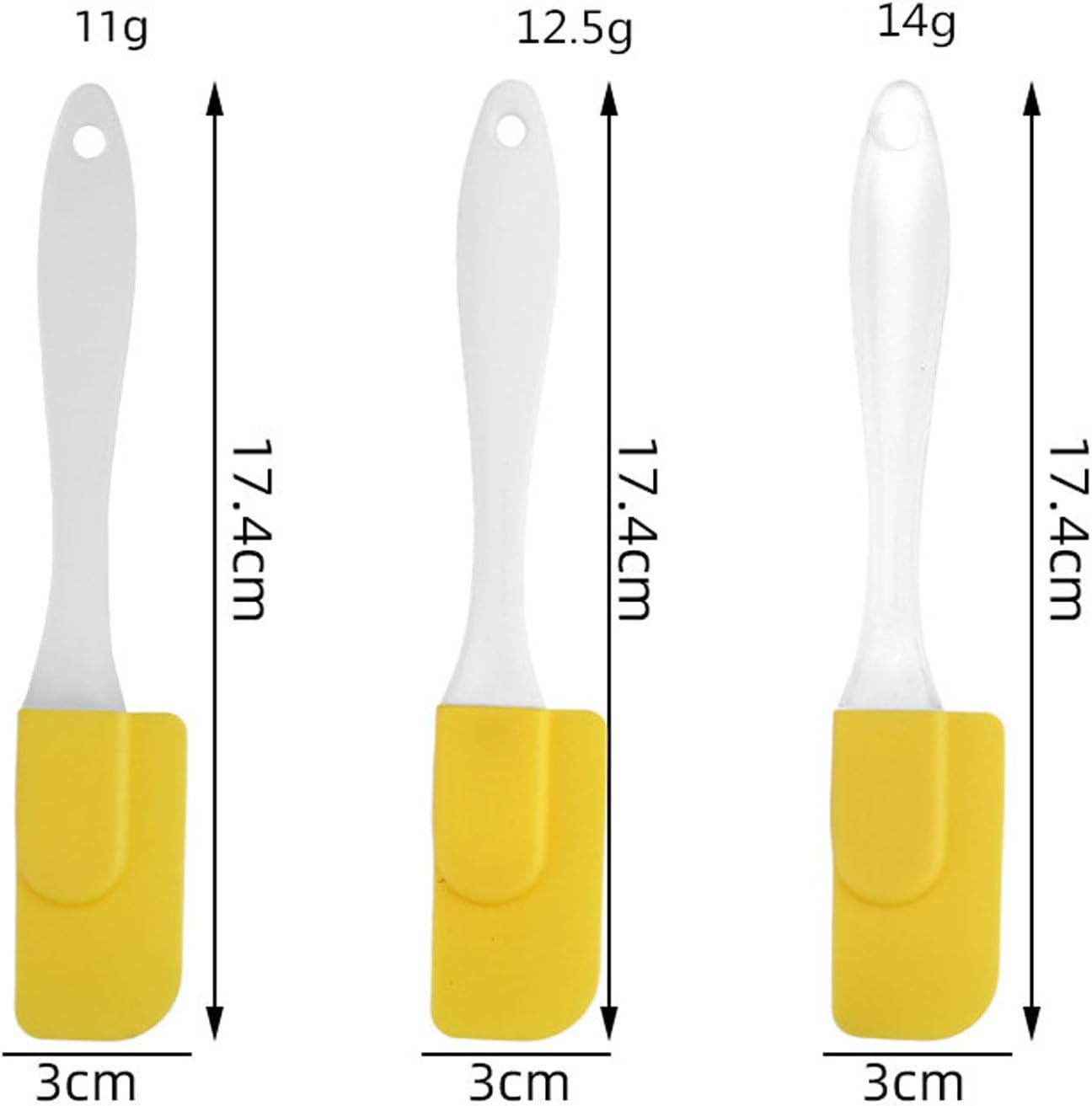 4 PCS Silicone Spatula,Rubber Spatula with Stainless Steel Core11 Inch Non-scratch Baking Cooking 8Inch Spatula Set Flexible Heat Resistant (Black)