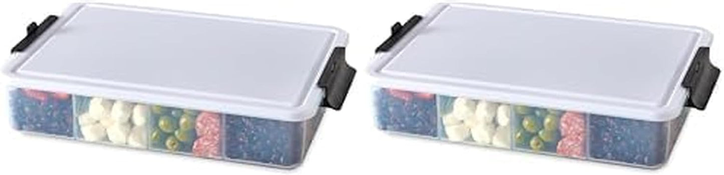 Farberware Small Build-a-Board Snacklebox with Locking Plastic Cutting Board Lid, Portable Charcuterie Storage with 7 Compartments