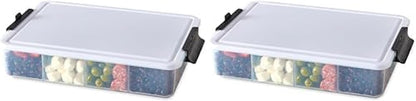 Farberware Small Build-a-Board Snacklebox with Locking Plastic Cutting Board Lid, Portable Charcuterie Storage with 7 Compartments