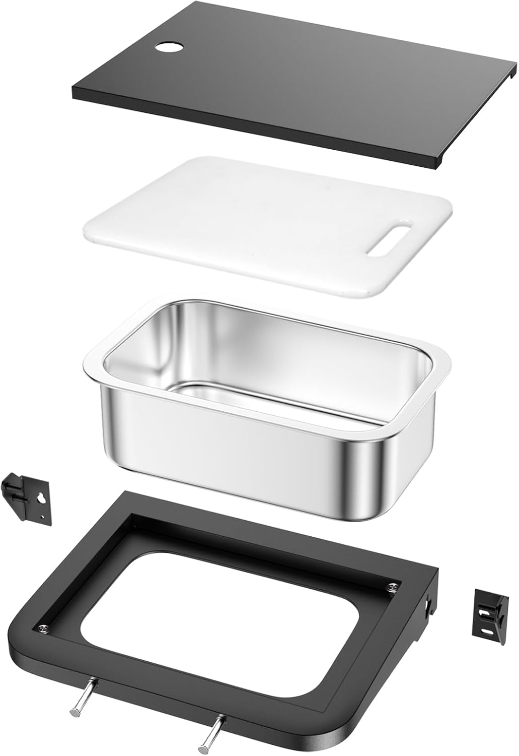 Upgraded Grill Table for Weber Kettle 22"/18"/26", Master Touch 22", Smokey Mountain, Recteq Pellet Grill RT-B380, Prep Station with Cutting Board, Basin, 4 Hooks, Shelf for Weber Kettle Accessories