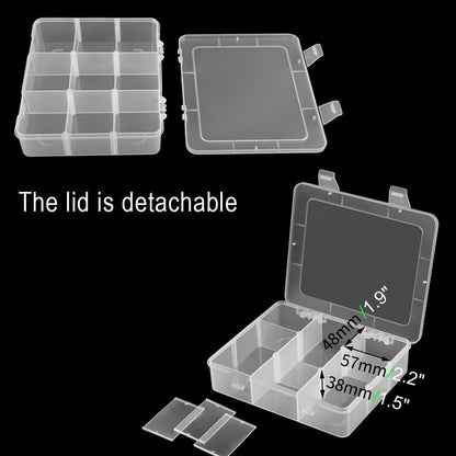 Vidifor 9 Grids Plastic Storage Compartment Organizer Container with Adjustable Dividers for Crafts, Earrings, Screws, Nail, Bandages, Pins and More (1)