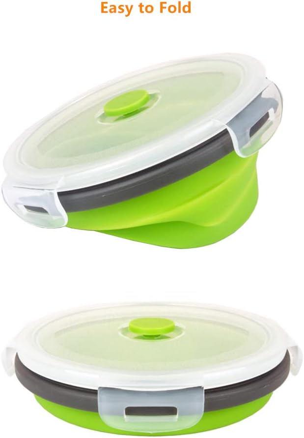 CARTINTS Silicone Collapsible Food Storage Containers-Prep/Storage Bowls with Lids - Set of 3 Square Silicone Lunch Containers - Microwave, Dishwasher and Freezer Safe (blue)