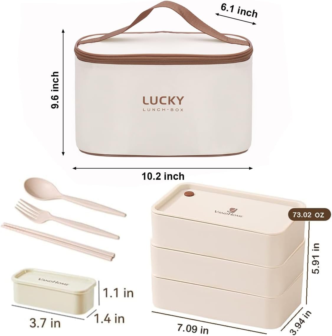 3 Compartments Bento Lunch box with Soup Bowl, Insulated Lunch Bag and Portable Utensils, Stainless Steel Camera Lunch Containers，Leak Proof Bento Box for Kids Adults Men Women…