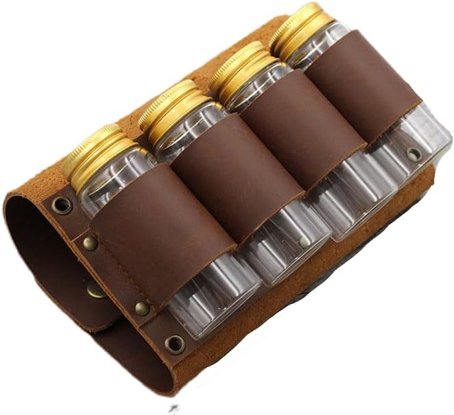 Outdoor Spice Bottle Set Portable Camping Picnic Seasoning Spices Bottle Storage Bag with 4 Cans Condiment Jar Cruet Holder