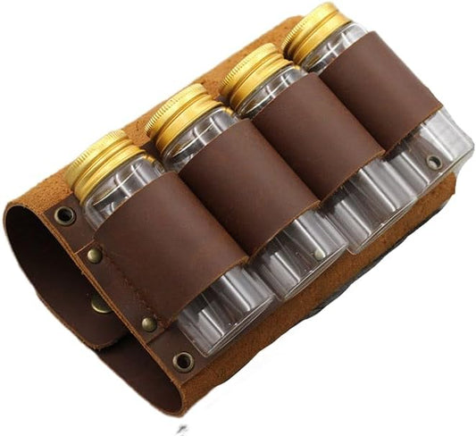 Outdoor Spice Bottle Set Portable Camping Picnic Seasoning Spices Bottle Storage Bag with 4 Cans Condiment Jar Cruet Holder