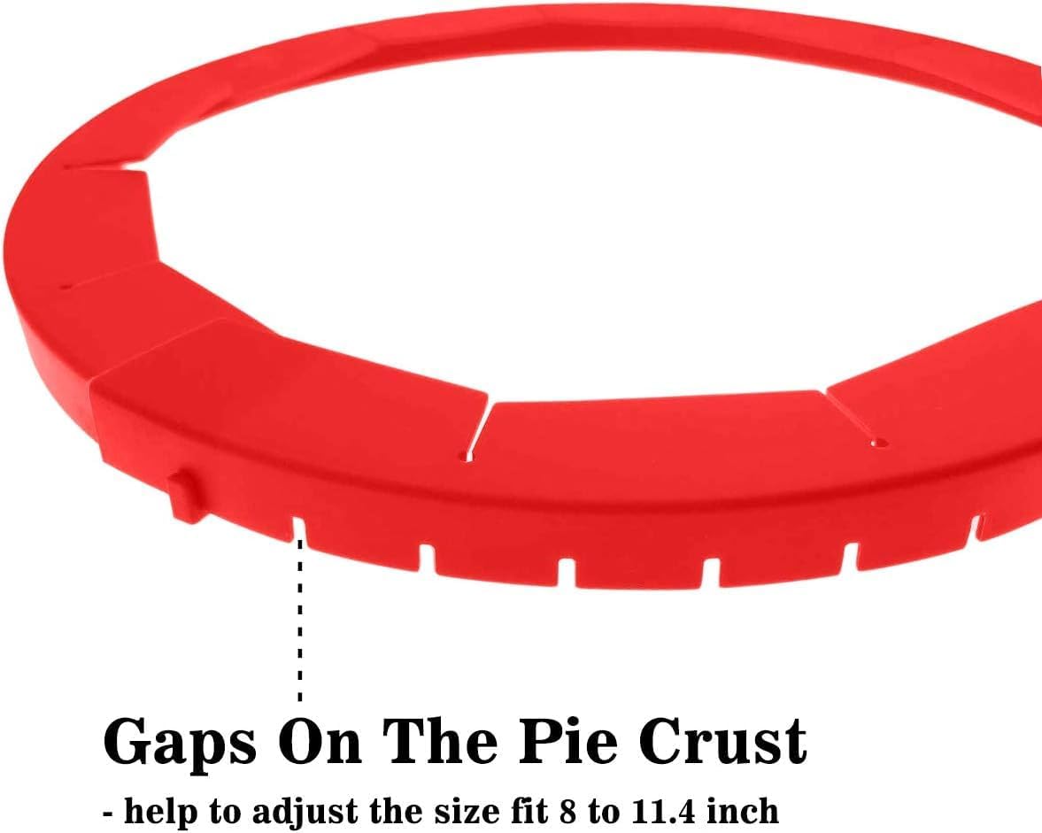Adjustable Silicone Pie Crust Shields - Baking Protectors Cover Ring Fits 8-11.4 Inch Pies