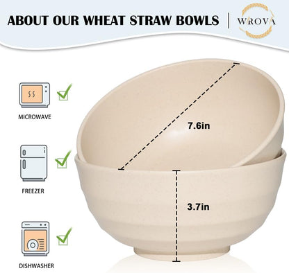 Wheat Straw Bowl Sets,8 PCS Unbreakable Cereal Bowl 26 OZ,Microwave and Dishwasher Safe Bowls,Bowl Sets for Camping and Picnic BPA Free Colorful Salad Bowls for Serving Soup,Oatmeal and Fruit Etc…