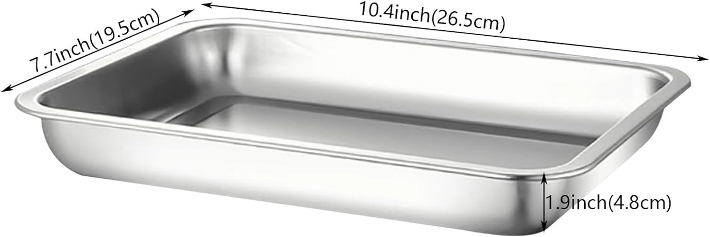 3Pcs Stainless Steel Breading Trays Set, Breading Dishes for Chicken Breasts, Marinating Meat and Prepping Meals (10.4" x 7.7" x 1.9")