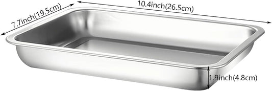 3Pcs Stainless Steel Breading Trays Set, Breading Dishes for Chicken Breasts, Marinating Meat and Prepping Meals (10.4" x 7.7" x 1.9")