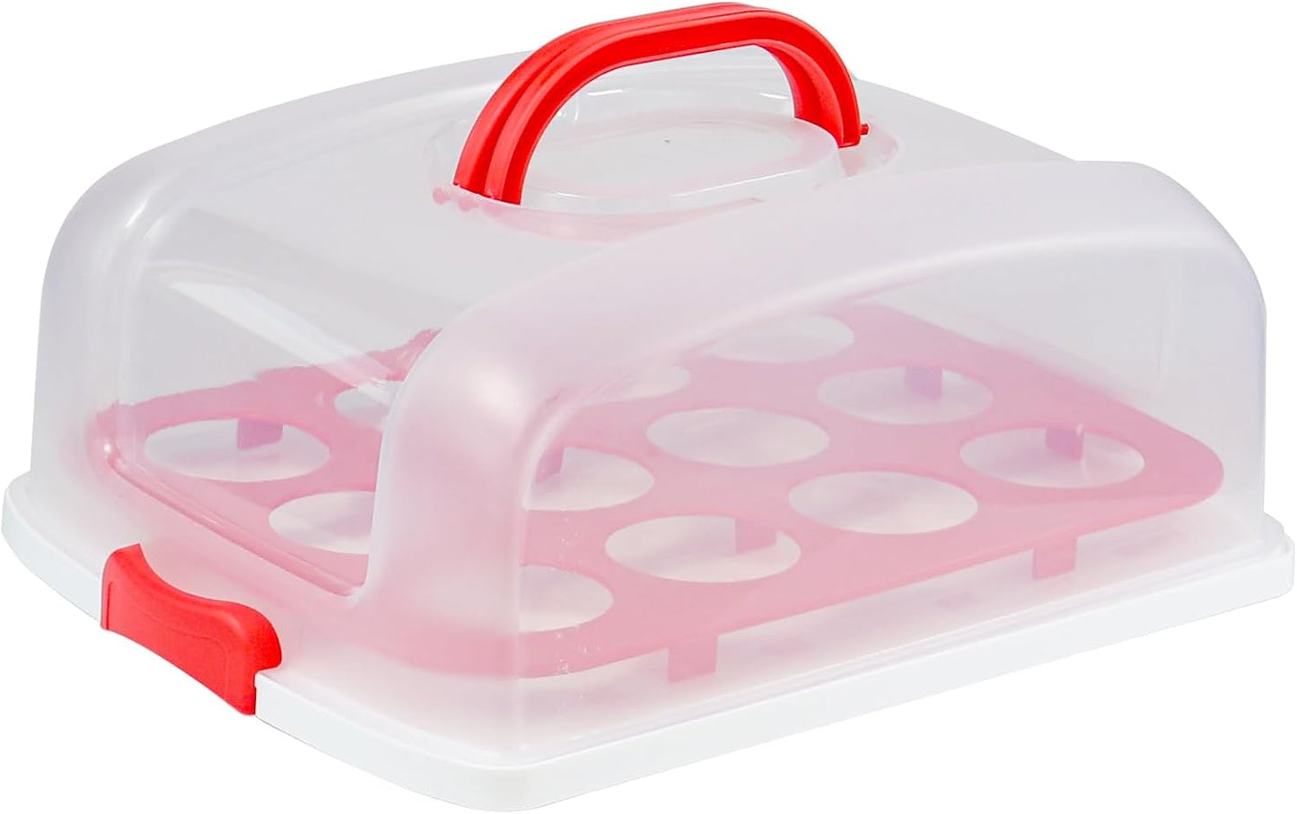 2in1 Cupcake Carrier and Cake Keeper with Lid, Rectangle Pie Carrier,Large Portable Storage Container for Storing 12 Cupcakes or 1 Large Cake (Blue)
