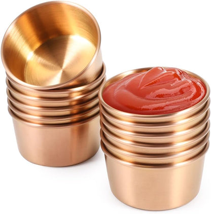 Ramekin Sauce Dipping Bowl Mini Sauce Cups Pudding Condiment Cups for Home Party Stainless Steel (Sliver 12 Pack 50ml)