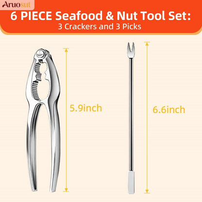 6 Pcs Lobster Crackers and Picks Set, Stainless Steel Crab Crackers Tools with Storage Box for Nut, Walnut, Crab, Seafood Boil Party Supplies and More