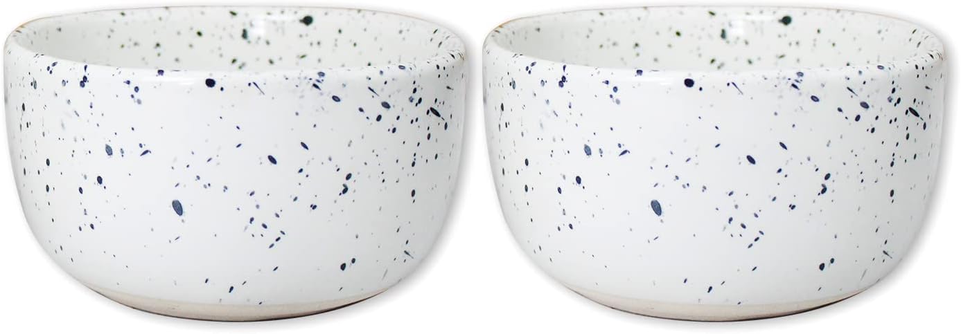 roro Ceramic Stoneware Mini Pinch Bowls Set of 6, Hand-Molded Artisanal Glossy Speckled White, Salt Pepper Spices and Seasoning - Cute and Elegant Kitchen Addition