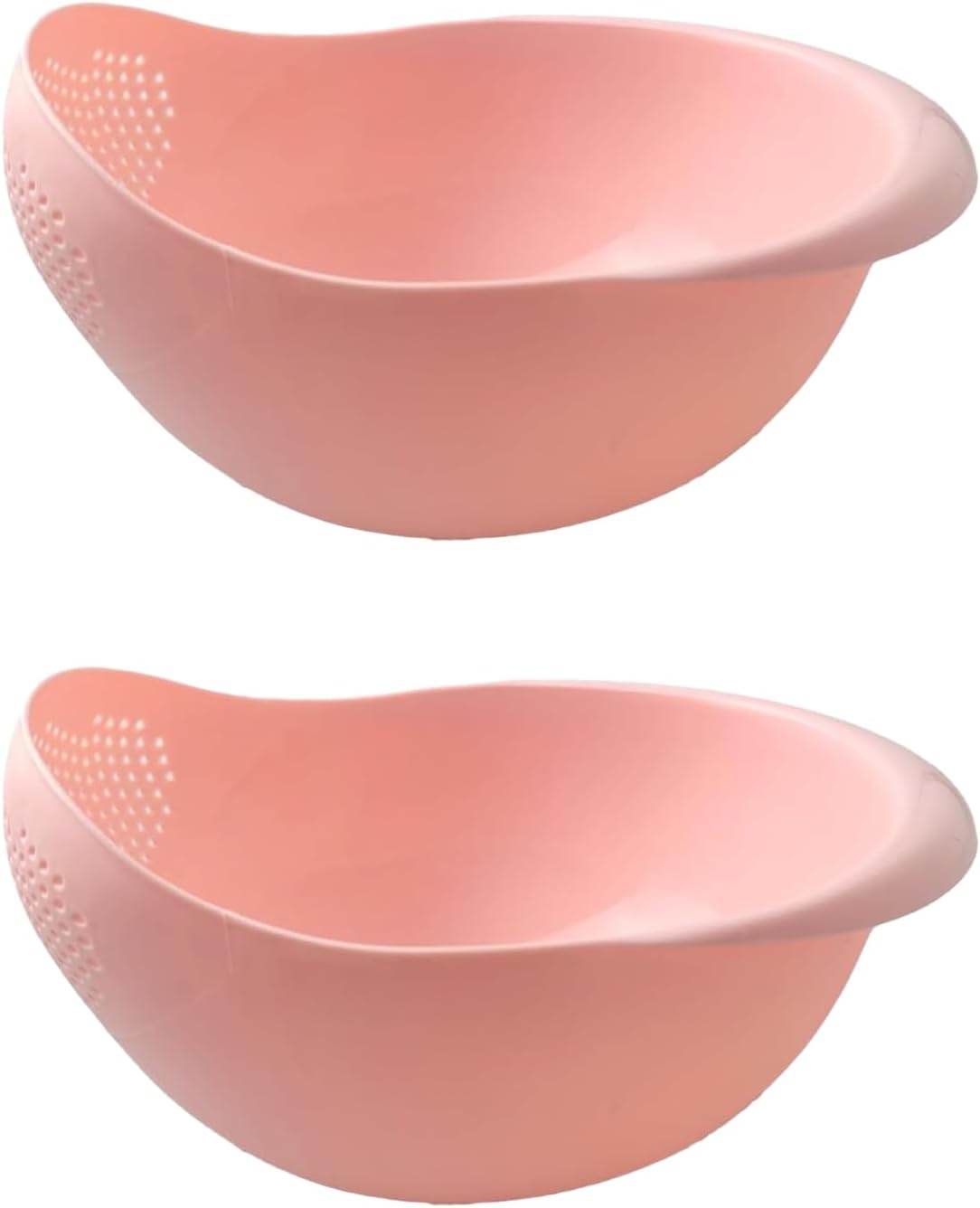 2-in-1 Rice Colander, Vegetable and Fruit Cleaning Filter Basket, 2Piece Sturdy and Easy-To-Use Food Grade Kitchen Tool Accessories (Pink+white, Small)
