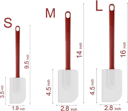 3 PCS Commercial Grade Heat Resistant Silicone Spatulas, 9.5-Inch Rubber Spatulas for Baking, Nonstick & BPA-Free