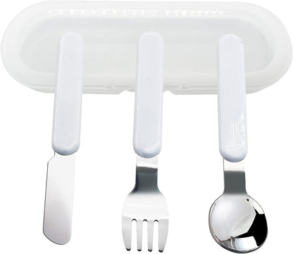 VANRA 2-Piece Children Fork And Spoon Set 18/10 Stainless Steel Child Flatware Set Kids Utensils Set with Case for Lunch Box
