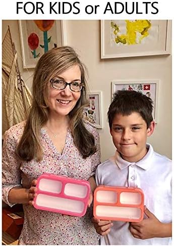 Small Snack Containers for Kids Toddlers - 3 Compartments (Set of 2) - Leak-Proof Reusable Boxes with Lids - BPA-Free Plastic Mini Bento Lunch Box - Holds 2 Cups Capacity (Pastel Blue+Teal Sparkle)