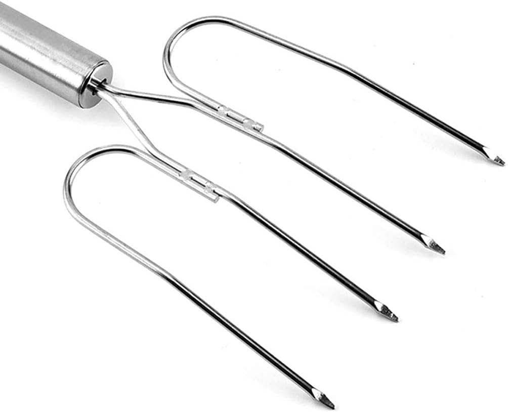 2-Pack Stainless Steel Turkey Lifter Multi-end Turkey Fork Pork Steak Grill Fork BBQ Hot Dog Roasting Sticks Camping Needle Skewers Thanksgiving