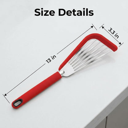 Nonstick Fish Spatula With Silicone Edge, FENGCHEN Silicone Fish Spatula, Heat-Resistant Fish Turner Spatula,Fish Spatulas For Cooking, For Scrapping, Flipping, Frying, Turning Foods (Silver)