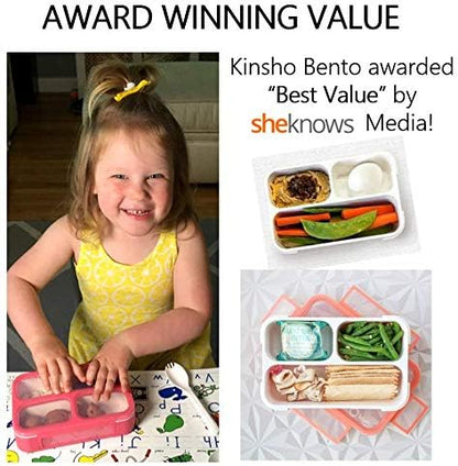 Small Snack Containers for Kids Toddlers - 3 Compartments (Set of 2) - Leak-Proof Reusable Boxes with Lids - BPA-Free Plastic Mini Bento Lunch Box - Holds 2 Cups Capacity (Pastel Blue+Teal Sparkle)