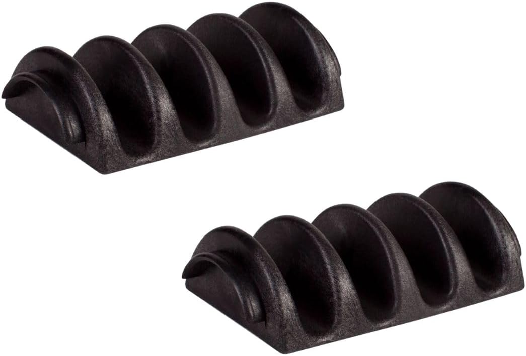 Soro Essentials- 4 Slots Taco Holder Black Plastic Set of 2 - Soft or Hard Taco Shell Holder Stands Taco Rack Street Taco Tray Plates Keeping Shells Upright for Party Taco Bar Accessories