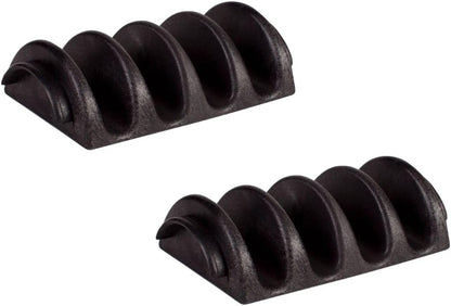 Soro Essentials- 4 Slots Taco Holder Black Plastic Set of 2 - Soft or Hard Taco Shell Holder Stands Taco Rack Street Taco Tray Plates Keeping Shells Upright for Party Taco Bar Accessories