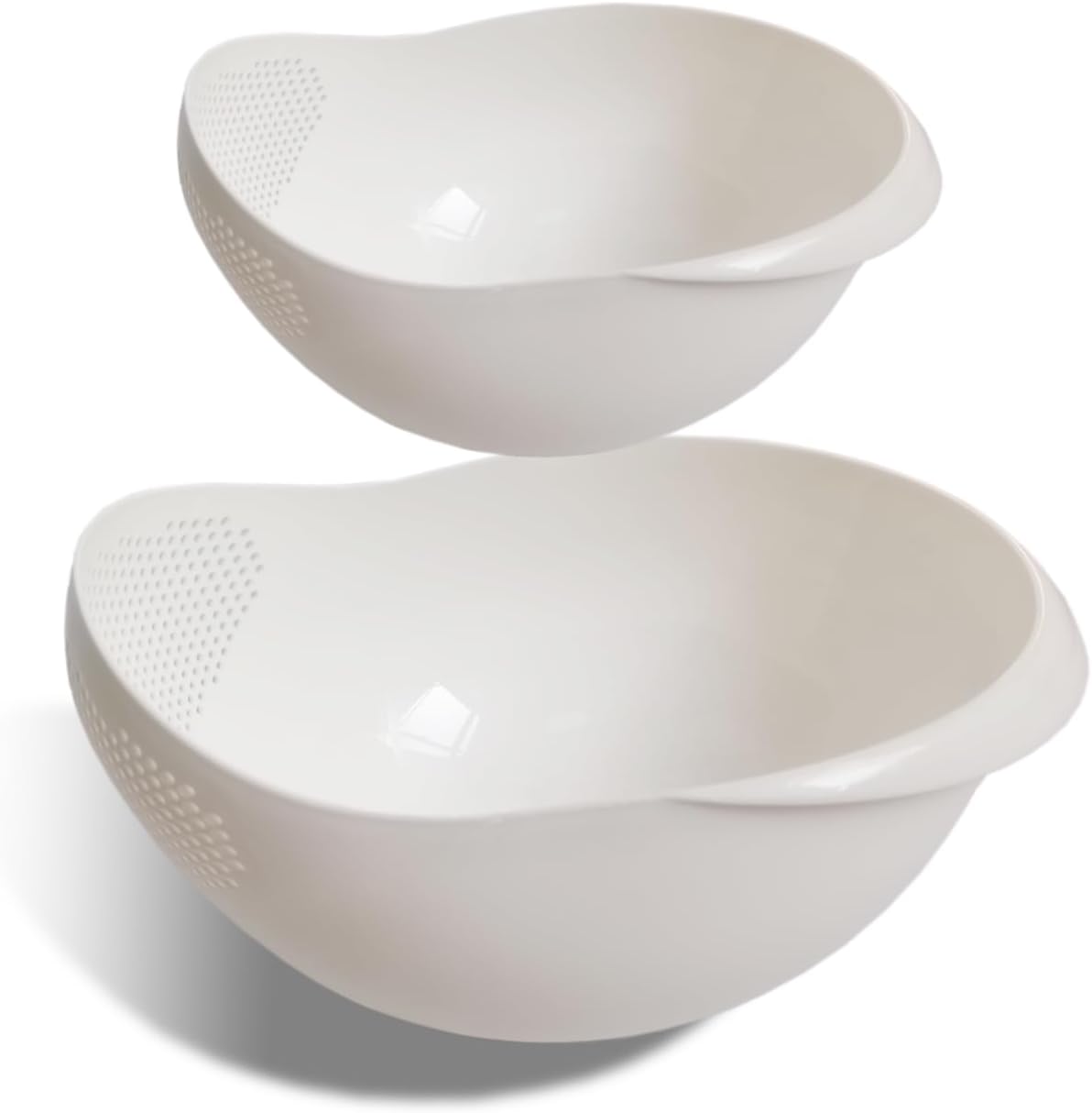 2-in-1 Rice Colander, Vegetable and Fruit Cleaning Filter Basket, 2Piece Sturdy and Easy-To-Use Food Grade Kitchen Tool Accessories (Pink+white, Small)