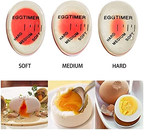 Egg Timer for Boiling Egg, 4 Pack Eco-Friendly Resin Egg Timers, Heat Sensitive Soft Medium Hard Boiled Egg Color Changing Timer Reusable Food Grade Safe Egg Timer Kitchen Gadget Tools, BPA Free