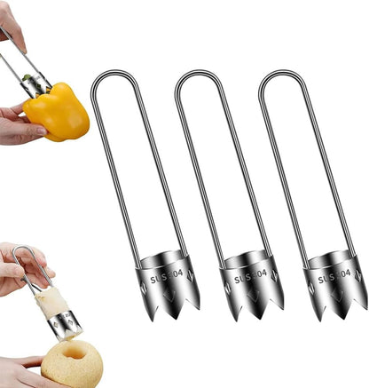 Fruit and Vegetable Corer Tool, Red Bell Pepper Seed Corer, Stainless Steel Apple Core Remover with Ergonomic Handle