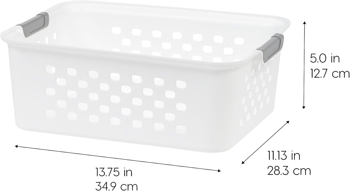 IRIS USA Plastic Storage Baskets, 6-Pack, Made in USA, Shelf Baskets Small Baskets Organizing Bins for Pantry Countertops Closet Shelves Laundry Room Office, Multi-Purpose, Nestable, Easy Carry, Black