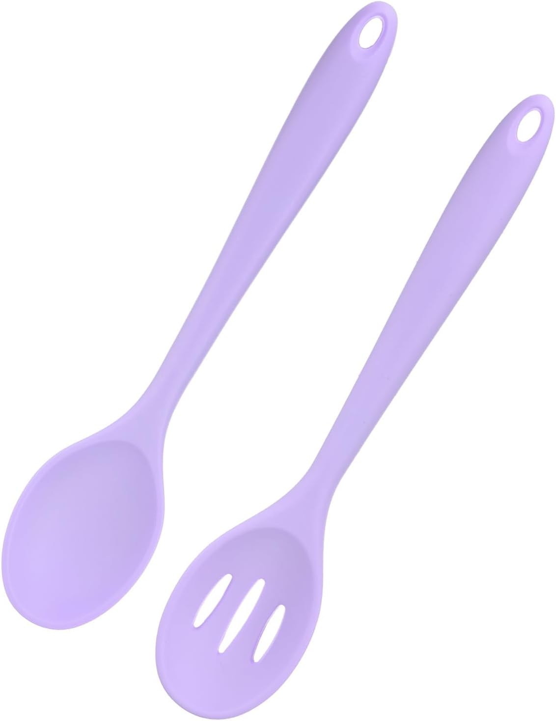 M METERXITY 2-Pack Silicone Cooking Spoons, 10.6" Mixing Nonstick Slotted and Solid Serving Spoons, Heat Resistant Utensils for Kitchen/Cooking/Baking/Stirring