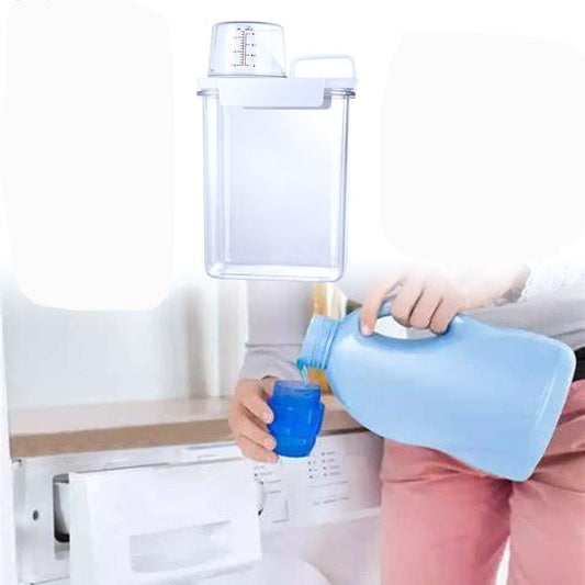 1800ML Laundry Powder Container, Airtight Laundry Detergent Powder Storage Box with Measuring Cup and Handle Transparent Plastic Laundry Detergent Dispenser for Washing Powder,Soda Powder,Grain