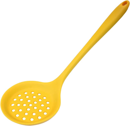 Hordion Silicone Slotted Spoon, Yellow Strainer Spoon Non Stick Skimmer