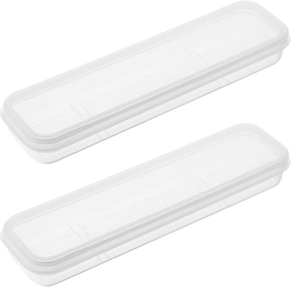 Tucnoeu 2pcs Clear Portable Flatware Box, Utensil Holder for Lunch Box, Simple Tableware Storage Box Spoon Case Fork Holder Chopstick Case
