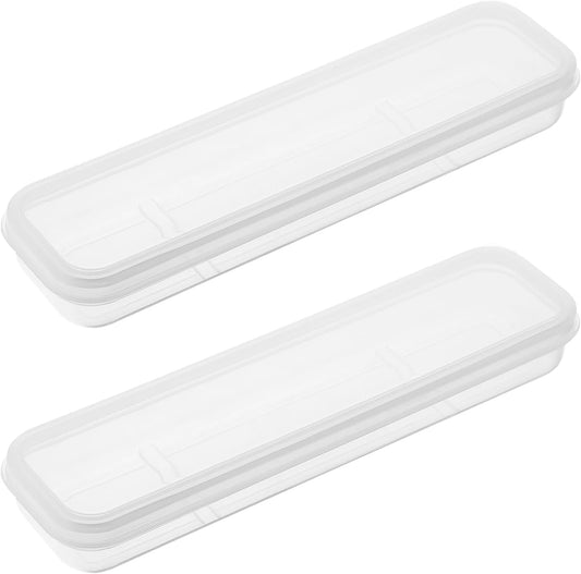 Tucnoeu 2pcs Clear Portable Flatware Box, Utensil Holder for Lunch Box, Simple Tableware Storage Box Spoon Case Fork Holder Chopstick Case