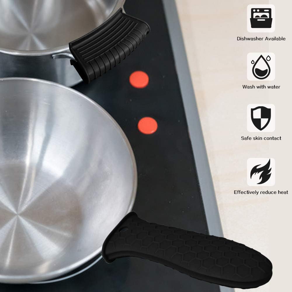 Silicone Hot Handle Holder, Heat Resistant Potholder Cookware Handle Cast Iron Skillets Handles Grip Covers for Cast Iron Skillet