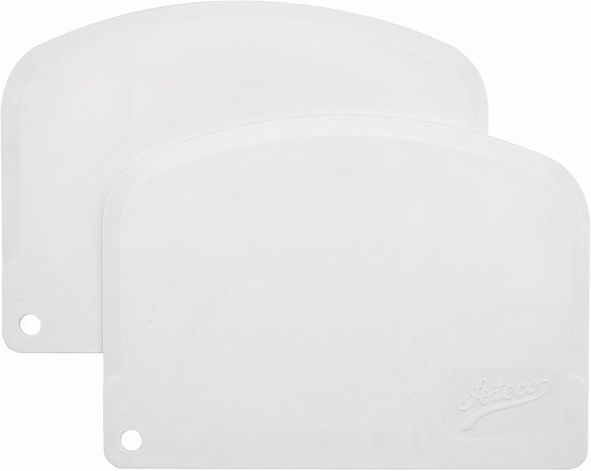 Ateco 1303 Bowl Scraper Set, Flexible Food-safe Plastic, White, 6-Pieces