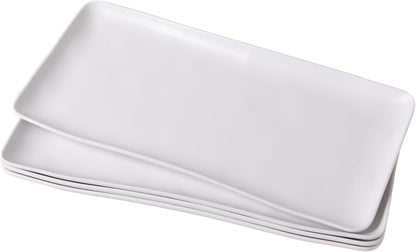 Chip & Dip Serving Tray Set, 4 Sectional Round Melamine Serving Platter, Relish Tray, Round Compartment Appetizer platter for Veggies, Candy and Snacks, Matte Black, Set of 2