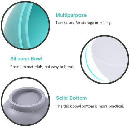 Silicone Mixing Bowl for Melting Chocolate, 6PCS (Green, Grey, White)