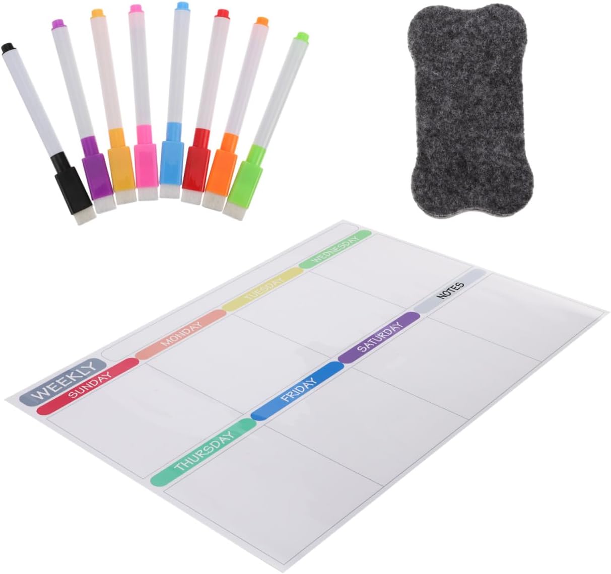 Holibanna 1set Magnetic Fridge Note Board Dry Erase Weekly Meal Planner Schedule Sticker for Organization Reusable Stain for Healthy Meal Tracking and Grocery Lists