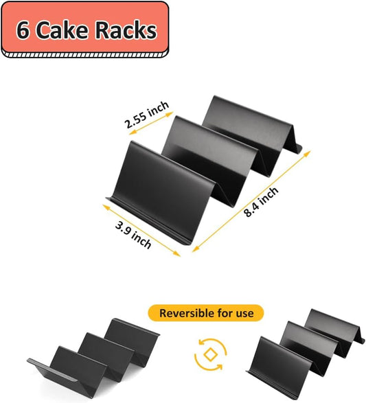 Black Taco Holder Stand,Set of 6 Stainless Steel Taco Tray,Stylish Taco Shell Holders,Rack Holds Up to 3 Tacos Each Keeping Shells Upright,Health Material Taco Rack by RTT -Oven,Grill Dishwasher Safe