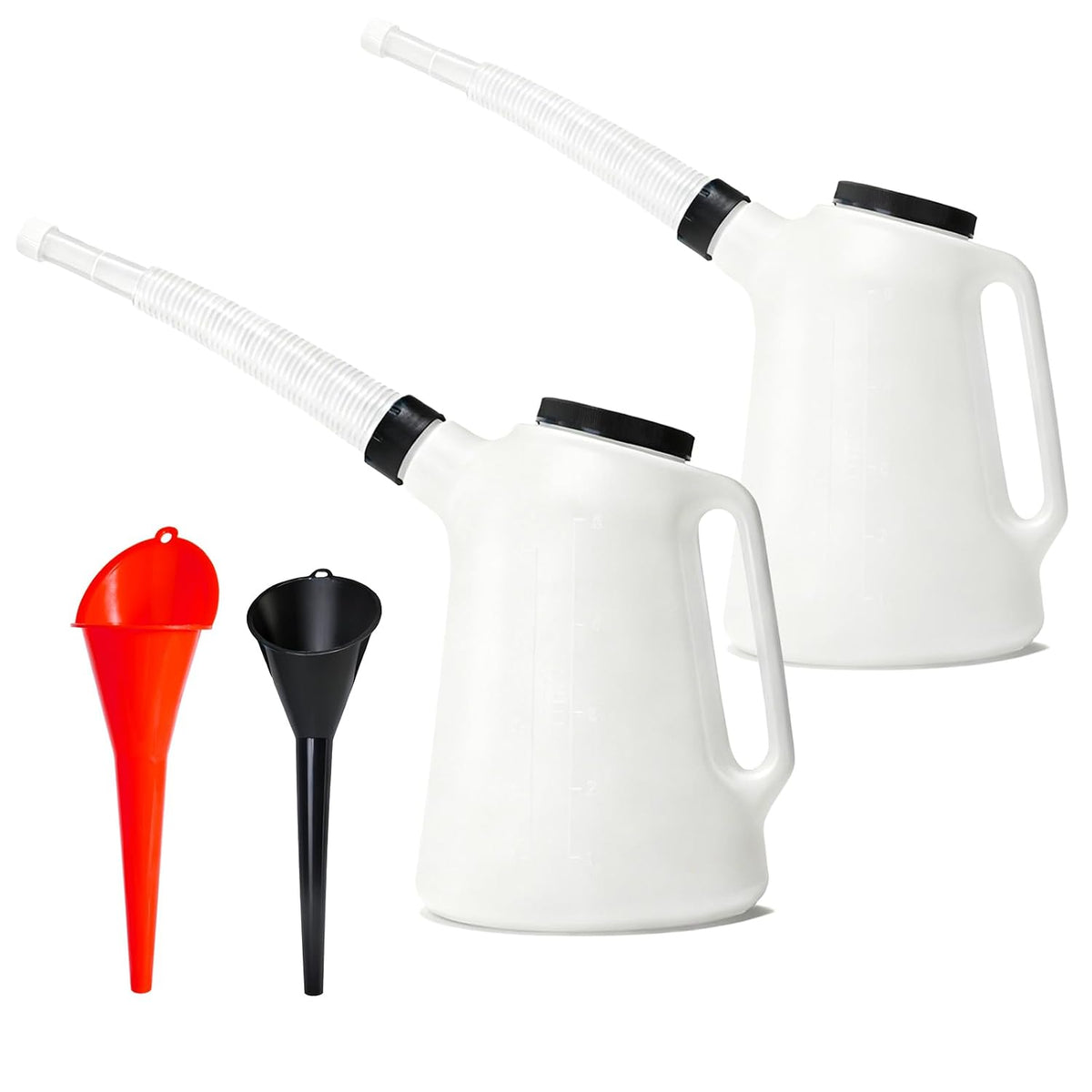 5 Quart Motor Oil Jug with Spout & Funnel Plastic 2 Pack