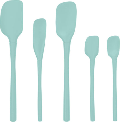 Tovolo Flex Core 5 Piece Silicone Spatula Set Heat Resistant All Silicone Utensils Include Non Stick Spatula Spoonula Jar Scraper, Dishwasher Safe BPA Free Spatulas for Baking Mixing, White