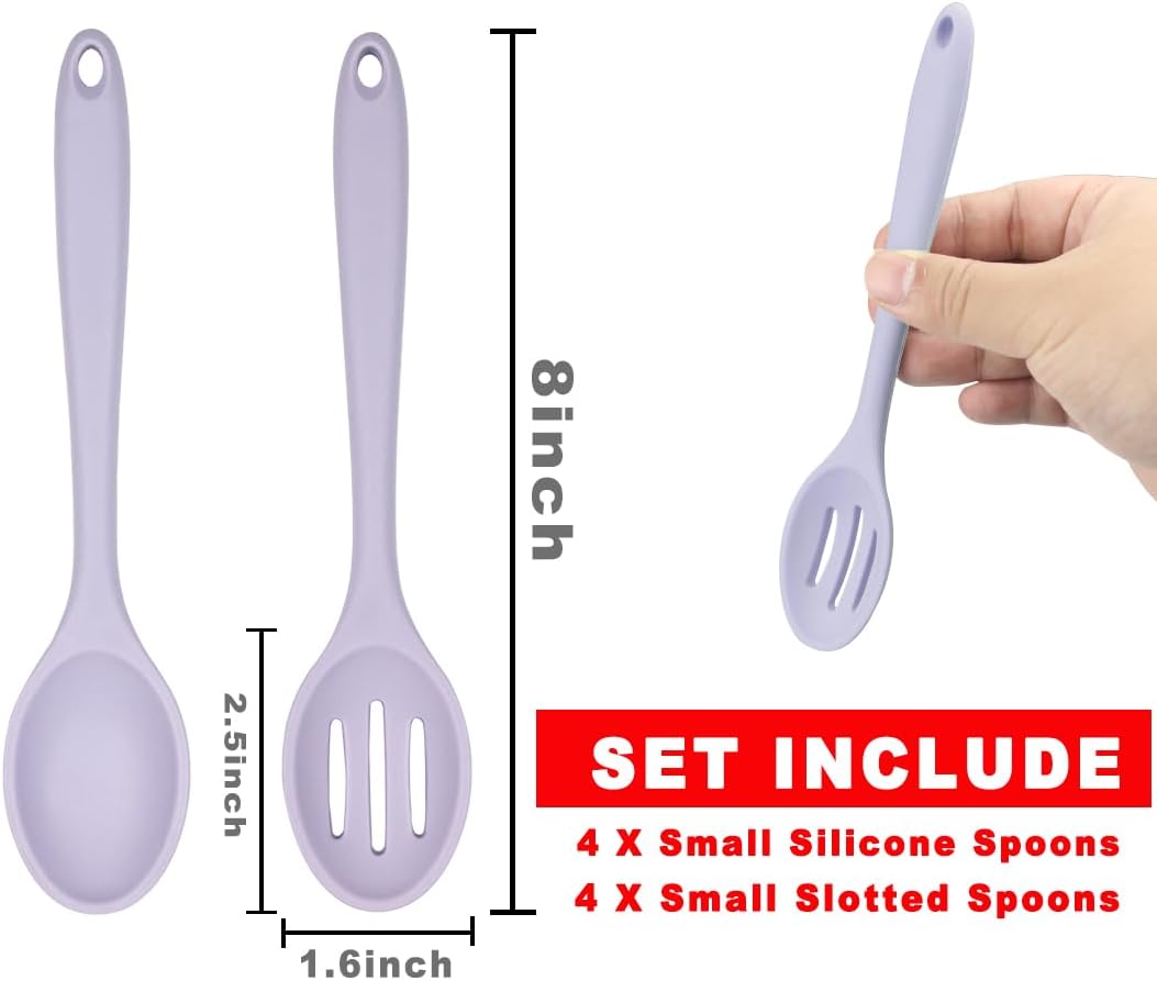 ELANE 8 Pcs Silicone Cooking Utensils Set,Silicone Serving Spoons Cooking Spoons for Nonstick Cookware for Kitchen Salads