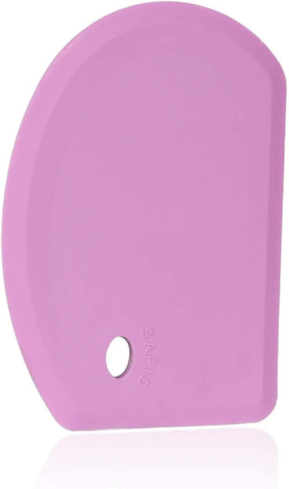 Silicone Dough Scraper with Stainless Steel Sheet, Curved Edge Flexible Bowl Scraper for Baking, Food Grade Silicone Bench Scraper for Sourdough Bread Proofing Basket, 5.98"×4.3", Dark Gray, SAPID