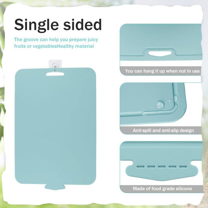Flexible Cutting Board, With Finger Guard Silicone Cutting Board Non Slip Cutting Mat Foldable Chopping Board Mat for Meat and Vegetables(Blue)
