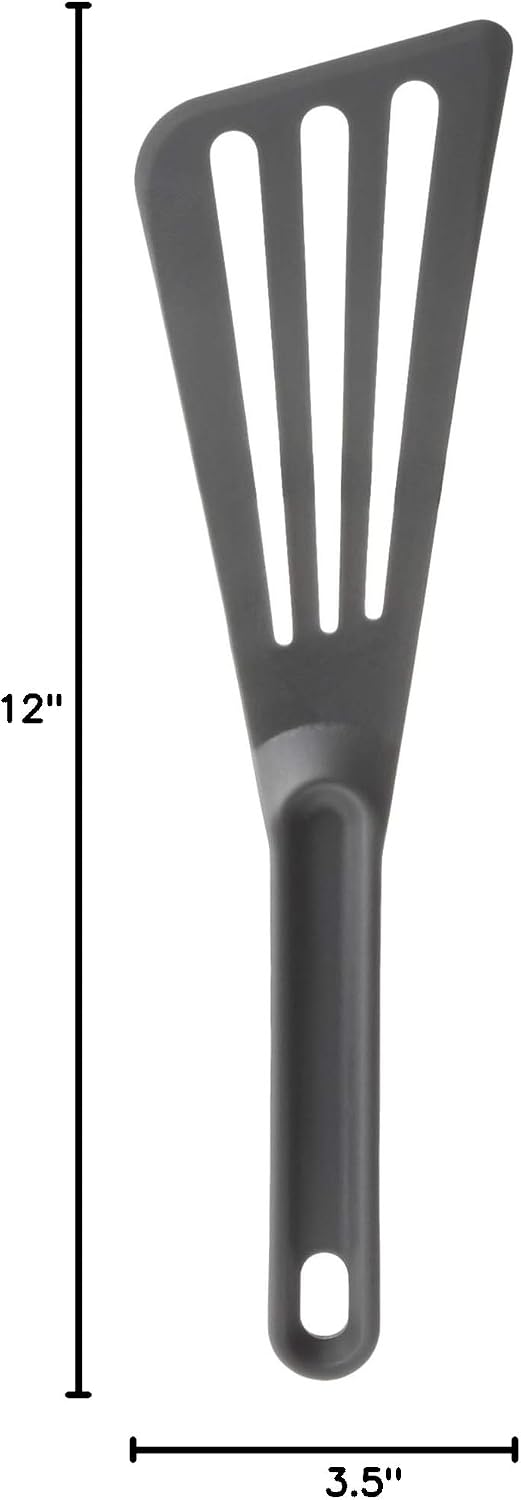 Mercer Culinary Hell's Tools Hi-Heat Slotted Spatula, 12 Inch x 3.5 Inch, Gray