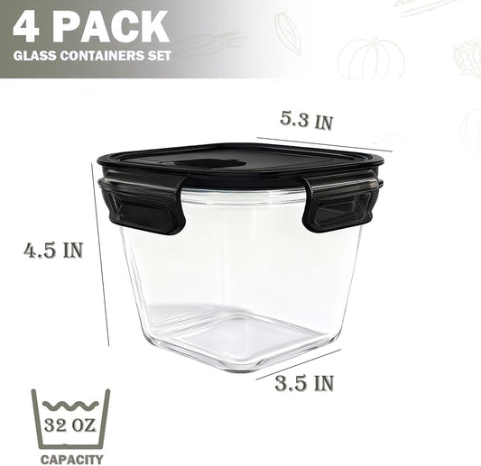 1.5 cup Round Glass Food Storage Containers with Lids, 12oz Small Glass Meal Prep Containers set, Heat-Resistant BPA-Free Round food bowl for Leftover. Microwave, Dishwasher & Freezer Safe