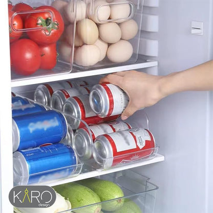 KARO DAILY 2-Pack Clear Fridge Organizer Bins – BPA-Free Transparent Refrigerator Storage Boxes with Open Front for Easy Access, Stackable Kitchen & Pantry Organizers for Cans, Bottles & Food