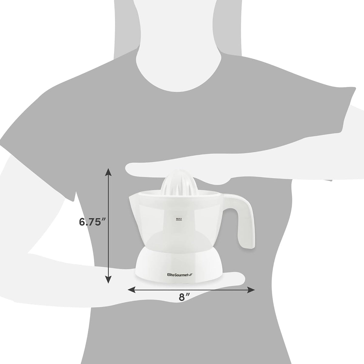 Elite Gourmet ETS-411 Electric Citrus Juicer, Compact 30-Watt, 16 oz, White